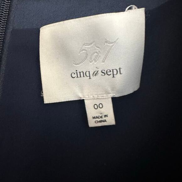NWT Cinq a Sept Serena Faux Wrap Silk Midi Dress Women's Blue Size 00 - Picture 5 of 7